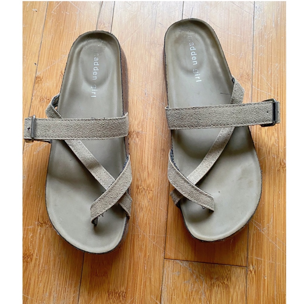 ♡ Tan Suede Madden Girl Sandals ♡